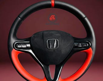 Volante de cuero compatible con Honda Civic de 8.ª generación FD2 FN2 (2006-2012) (Repuesto).