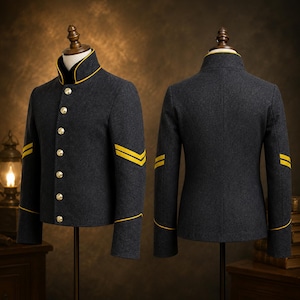 100% Grey Wool Civil War Richmond Corporal Cavalry Shell Jacket