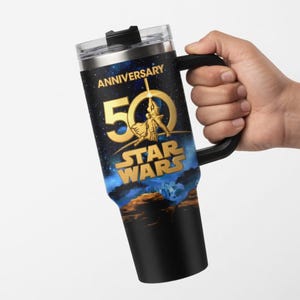 New Popular StarWars Tumbler 40Oz, StarWars Mug 40Oz Tumbler, Mandalorian Drinkware, Anniversary 50Th Baby Yoda, Jedi Darth Vader Tumbler image 2