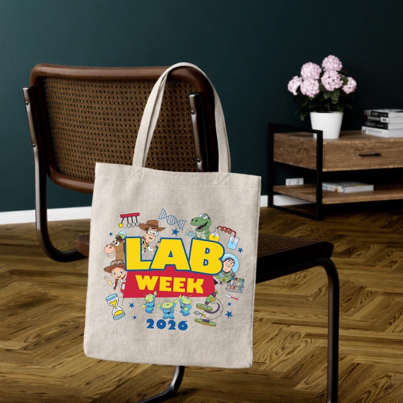 Disneyland Toy Story Lab Week 2026 Tote Bag, Buzz Lightyear Woody Lab Story Shoulder Bag, Lab Team, Lab Assistant Tote Bage image 3