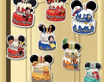 Personalized Mickey & Friends Birthday Magnet,Disneyland Inspired Birthday Cake Cruise Door Magnet,Birthday Decor Magnet,Disneytrip Magnets
