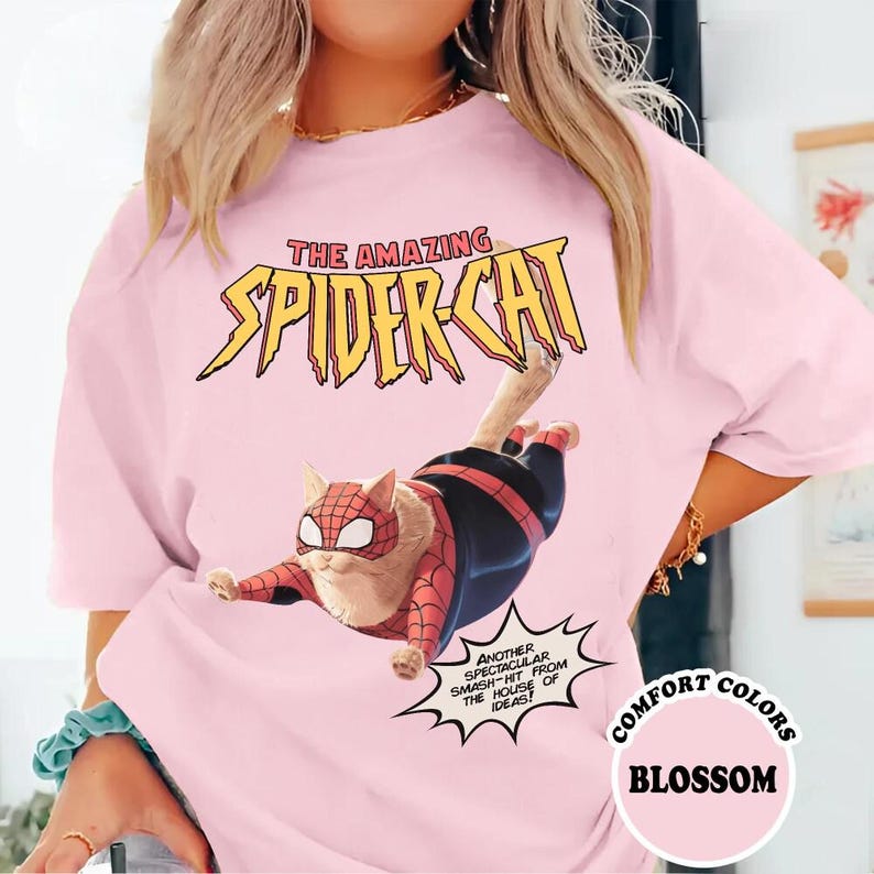 Comfort Colors Vintage 90s Spidercat-Punk Retro Comic Shirt, Retro The Amazing Spider Man Shirt, Spiderman Fan Gift, Spidery Shirt for Fan image 4