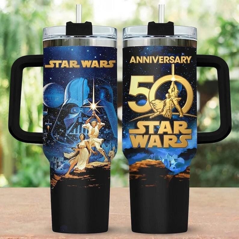 New Popular StarWars Tumbler 40Oz, StarWars Mug 40Oz Tumbler, Mandalorian Drinkware, Anniversary 50Th Baby Yoda, Jedi Darth Vader Tumbler image 3