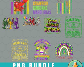Pacchetto PNG Mardi Gras Louisiana New Orleans Maglia realistica all'uncinetto 1° Mardi Gras Coquette Bow Oca Highland Cow Sublimazione