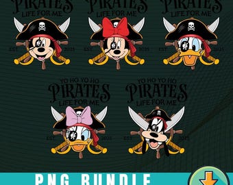 Mickey and Friends Argh Matey Pirates Bundle, Yo Ho Pirates Disneyworld png, Mickey Minnie Paperino Daisy Pippo Pluto png, Disneyland Pirate