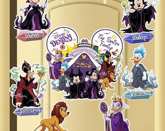 Personalized Mickey & Friends Cosplay Villains Characters Disneyland Cruise Magnet, Maleficent Ursula Evil Queen Villains Cruise