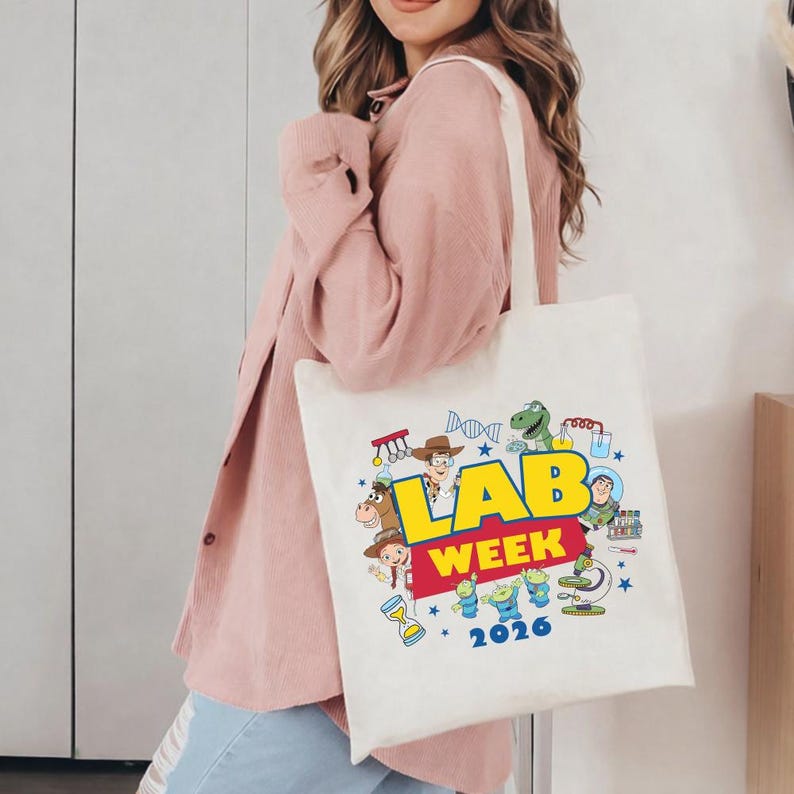 Disneyland Toy Story Lab Week 2026 Tote Bag, Buzz Lightyear Woody Lab Story Shoulder Bag, Lab Team, Lab Assistant Tote Bage image 4