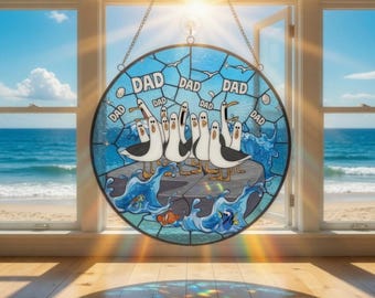 Disneyland Finding Nemo Window Hanger, Dad Dad Seagulls Nemo Glass Suncatcher, Disneyland Father's Day Window Hanging, Dad Room Decor Gift