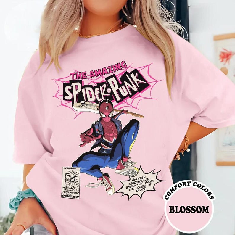 Comfort Colors Vintage 90s Spiderman-Punk Retro Comic Shirt, Vintage Comic The Amazing Spider Man Shirt, Spiderman Fan Gift, Mcu Shirt image 2