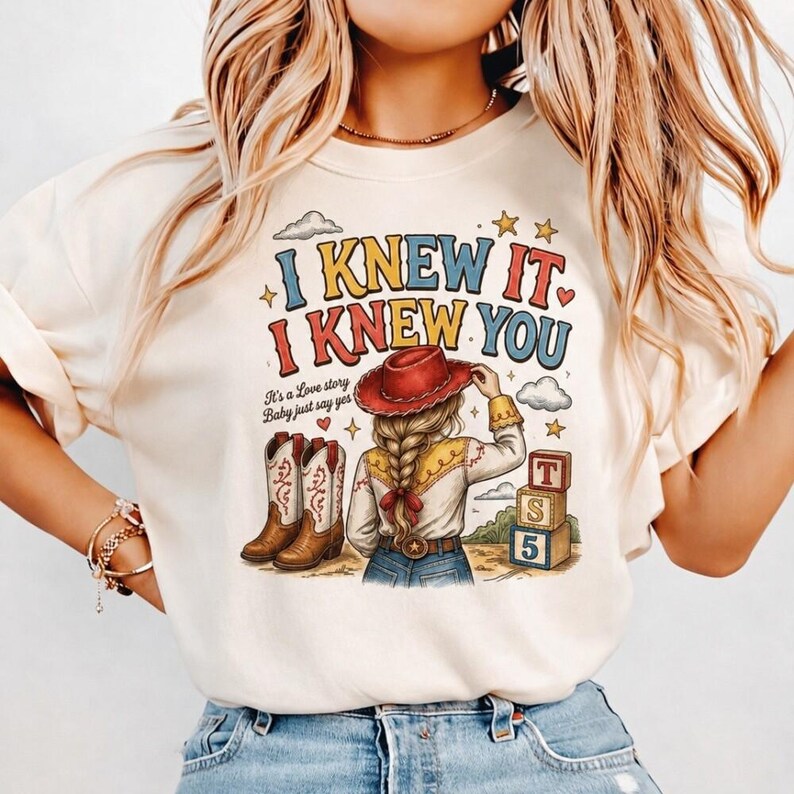 I Knew It I Knew You Tee, Cowboy Like Me Shirt, Vintage Western Jessi Toy Story 5, Retro Cowgirl Graphic Gift For Music Fan, Toy Story Lover image 4