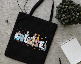 Custom Mickey And Friends Nurse Tote Bag, Nurse Tote Bag, Disneyland Nurse Shoulder Bag, Nursing Bag, Nurses Week Gifts, Best Nurse Gift