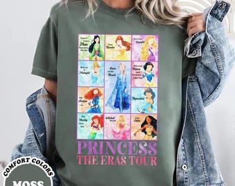 Camiseta del tour de princesas de Disneyland, camiseta de princesas Disney en acuarela, camiseta para viaje de chicas, camiseta para viaje de princesas, camiseta de cumpleaños para niña