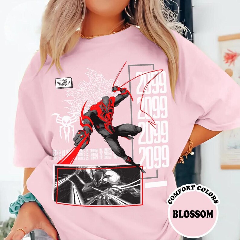 Comfort Colors Spider Verse Spiderman 2099 Shirt, Across Spider Verse Spiderman Shirt, Comic Spiderman Fan Shirt, Spiderman Gift for him image 2