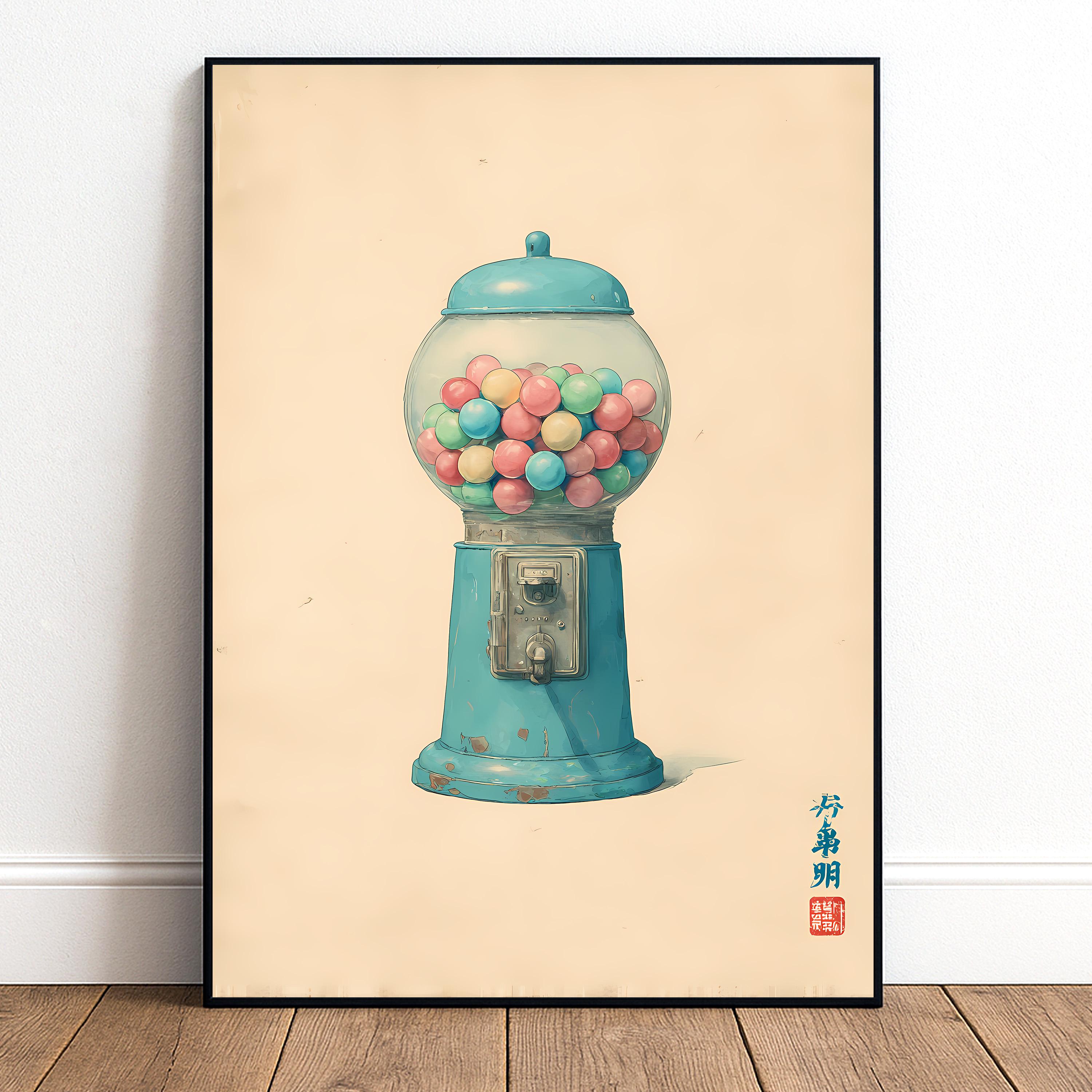 Japanese Vintage Gumball/bubblegum Machine Print – Retro Pop Art