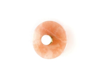 Peach Selenite Crystal Wall Sconce: Minimalist Brass Vanity Light - Powder Room Lamp