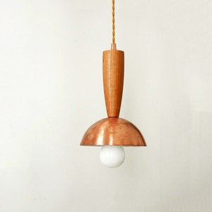 Mid Century Copper Pendant Lamp Modern Ceiling Lighting Copper Ceiling Light Wood Pendant Copper Hanging Lights Modern Pendant Copper Lamp