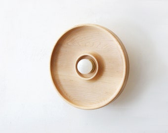 Round Designer Maple Minimal Wall Fixture Light Flush Mount Wood Sconce Light Bedroom Wood Lighting Restaurant Wood Sconce Living Room Light