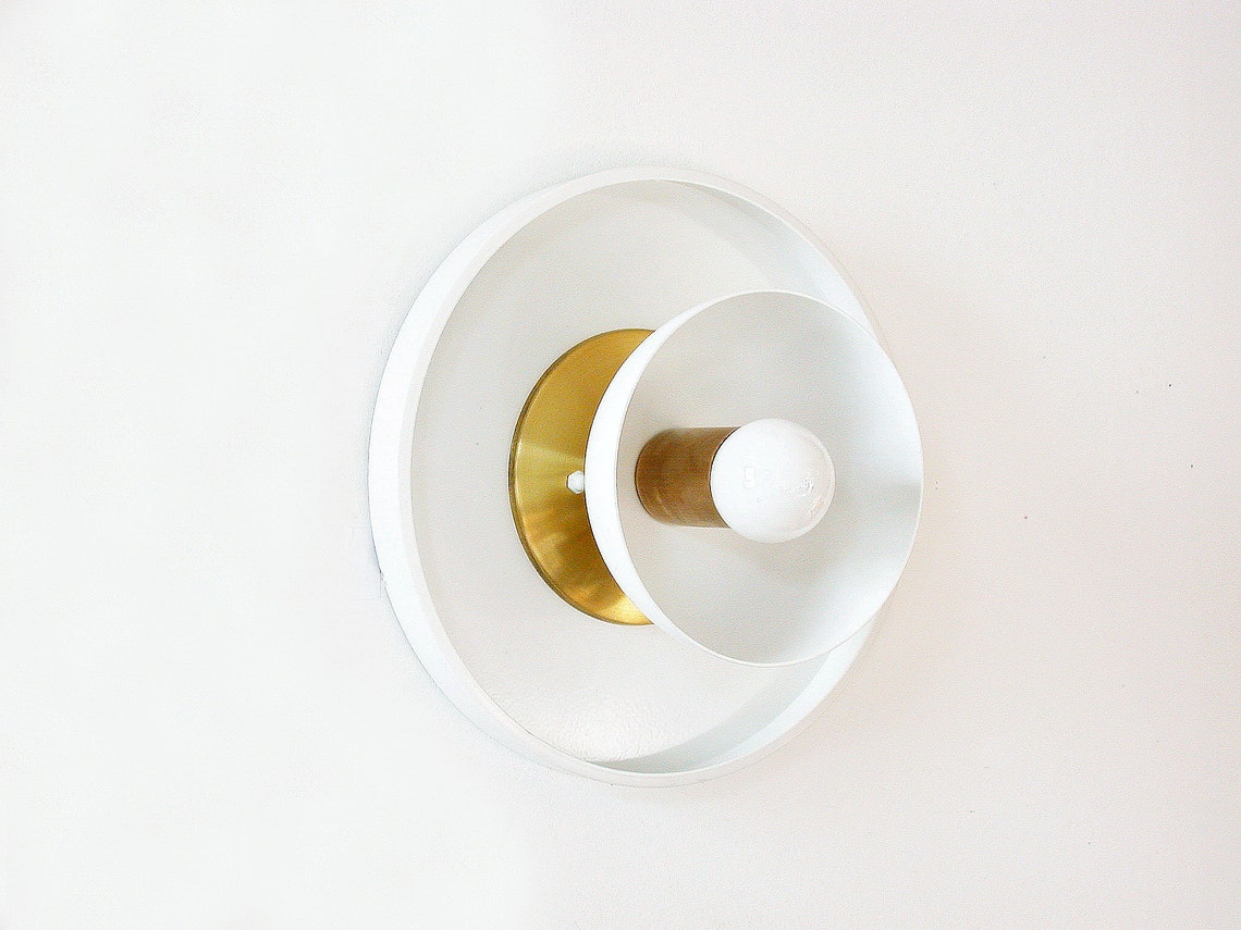 Blanco y latón moderno Sconce lámpara moderna pared luminaria | Etsy