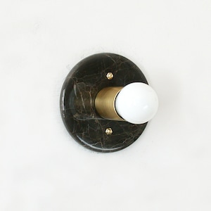 Aplique de pared minimalista de mármol marrón y latón, aplique de pared de mármol pequeño, aplique de tocador de mármol, aplique de cocina de mármol marrón