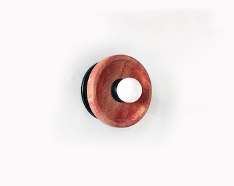 Red Travertine Stone and Black Round Minimalist Fixture Light - Travertine Bathroom Wall Sconce - Kitchen Lamp