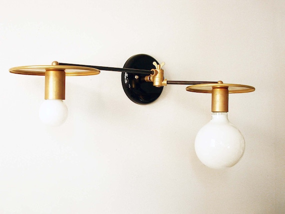 Mid Century Modern Gold Wall Sconce | Glass Globe Lighting | Bathroom Vanity & Bedroom Wall Lamp