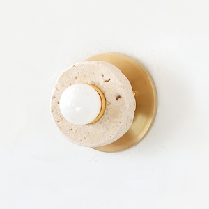 Travertine Stone and Brass Sconce Light Travertine Vanity Lighting Bathroom Travertine Fixture Light Travertine Kitchen Sconce Entry Sconce