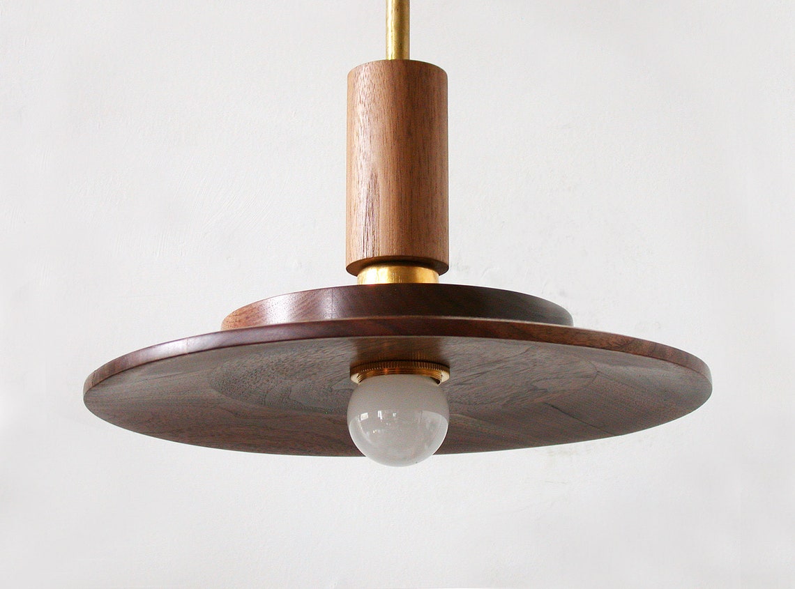 Walnut and Brass Eclectic Pendant Light Dining Room Walnut Etsy