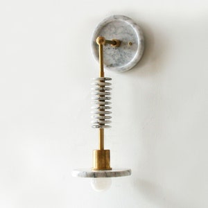 White Marble and Brass Vanity Fixture Light Bathroom Sconce Lighting ...