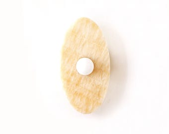 Ellipse Onyx Stone and Brass Minimalist Wall Fixture Light Honey Onyx Ellipse Vanity Sconce Bathroom Onyx Wall Light Honey Onyx Kitchen Lamp
