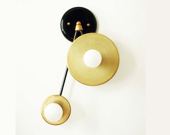 Modern Wall Sconce Double Brass Lamp Wall Light Fixture Bedroom Light Bedside Light Black Gold Lamp Brass Double Mid Century Lighting Wall