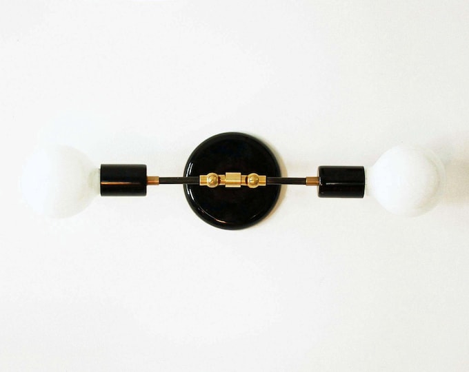 Double Black Wall Sconce Lamp Wall Light Fixture Bedroom Light Bedside ...