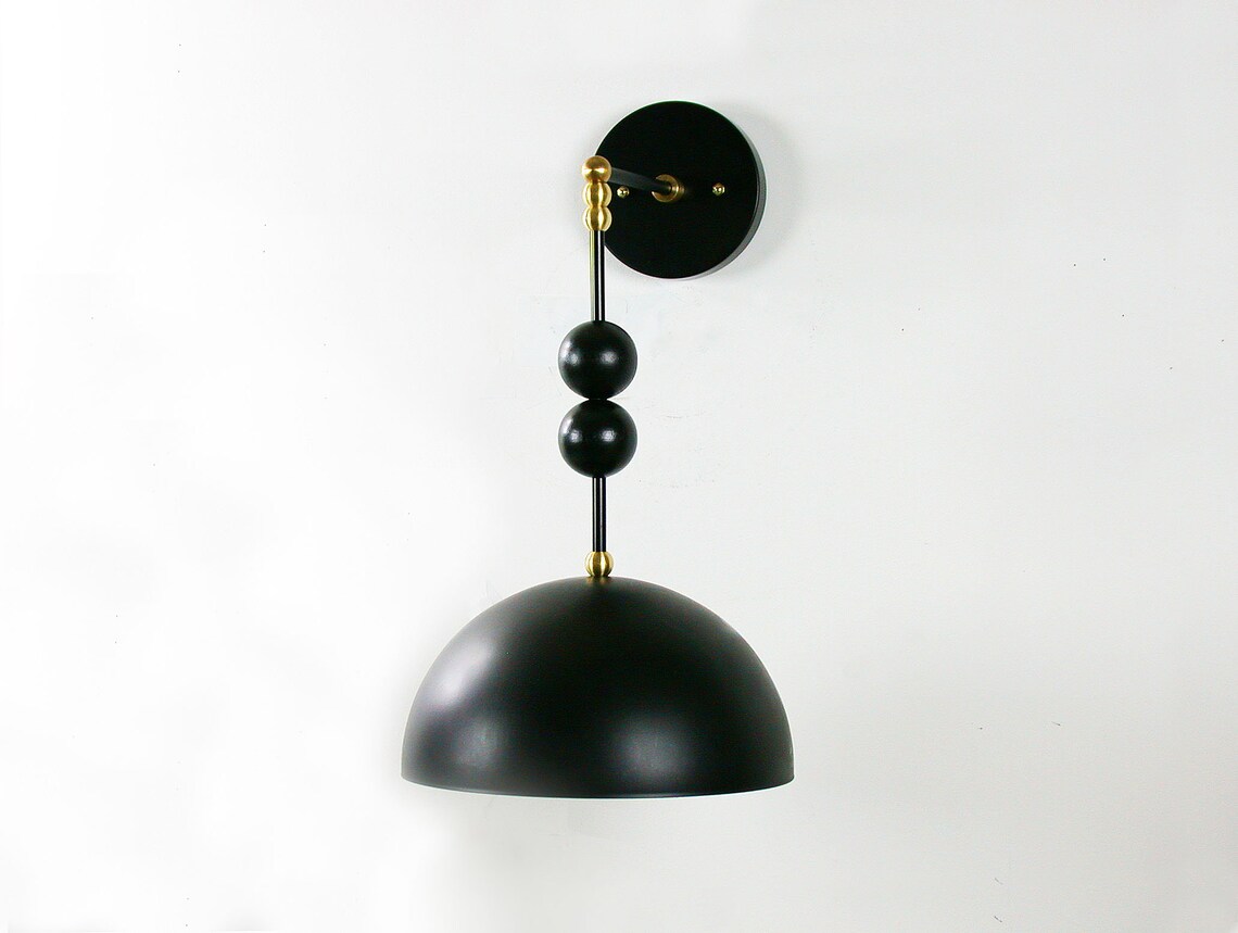 Modern Black Shade Wall Sconce Lamp Bedroom Lighting Bedside Etsy