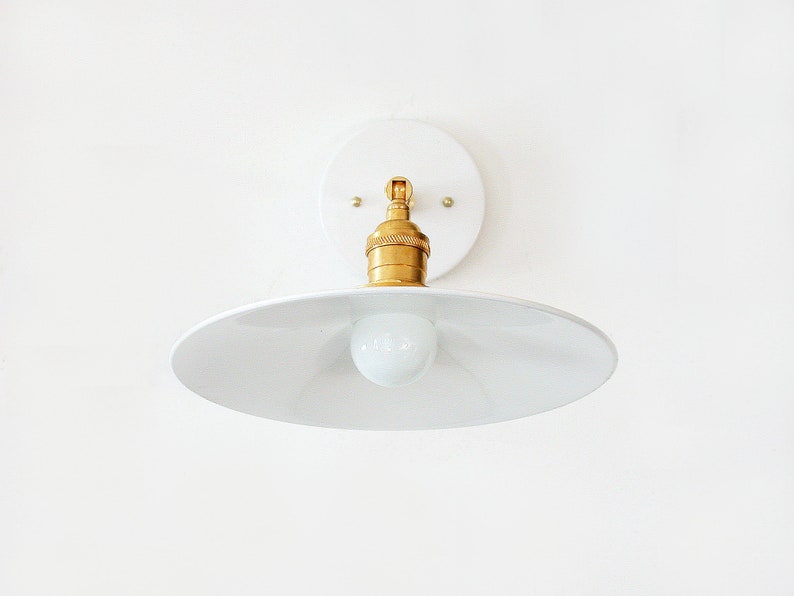 Lámpara de aplique de pared de sombra de metal blanco industrial Lámpara de aplique industrial ajustable Luz de pared Iluminación de cocina Lámpara de aplique de pared de cocina Aplique imagen 4