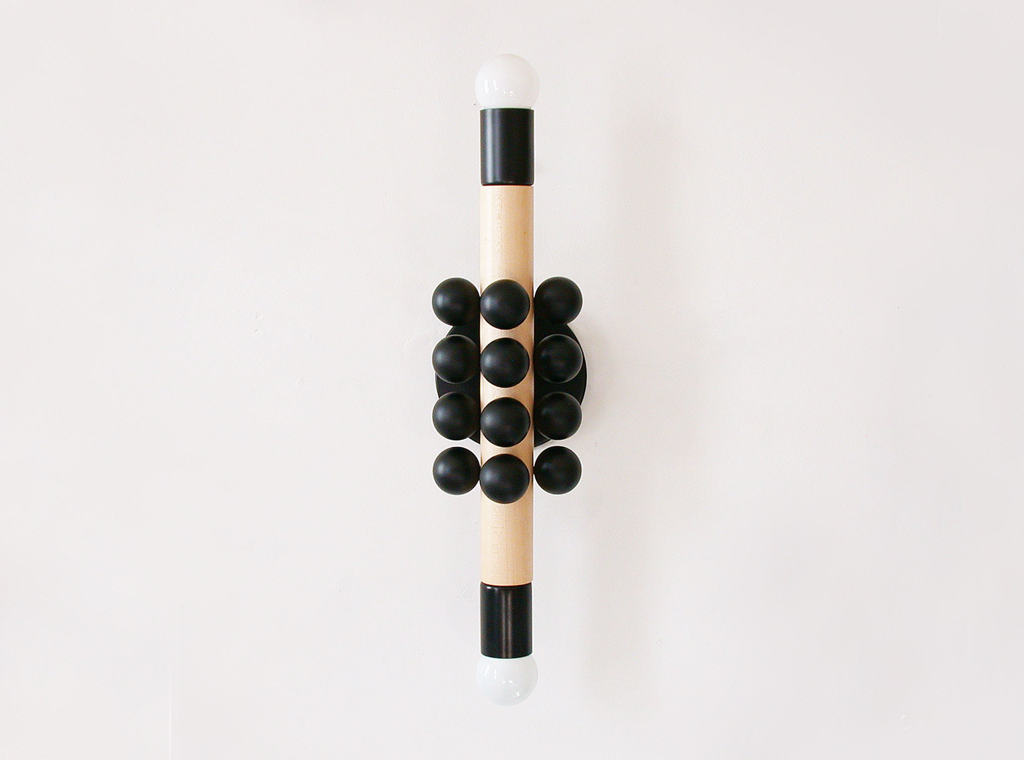 Black and Maple Eclectic Double Sconce Light Unique Wall Light Designer Lighting Powder Room Sconce Light Vanity Black Lighting