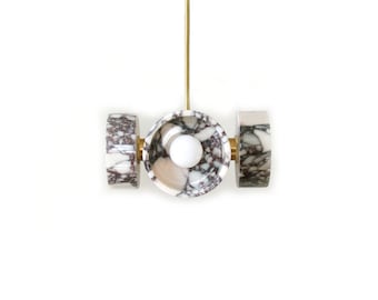 Calacatta Viola Marble Quattro Chandelier - Modern Brass Light Fixture - Viola Kitchen Island Lamp