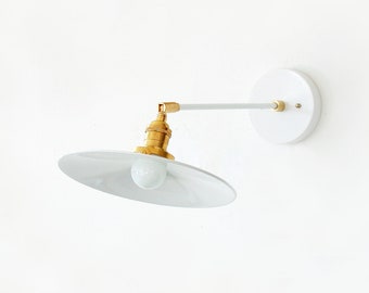 Industrial White Metal Shade Wall Sconce Lamp Adjustable Industrial Fixture Wall Light Kitchen Lighting Kitchen Wall Fixture Lamp Sconce