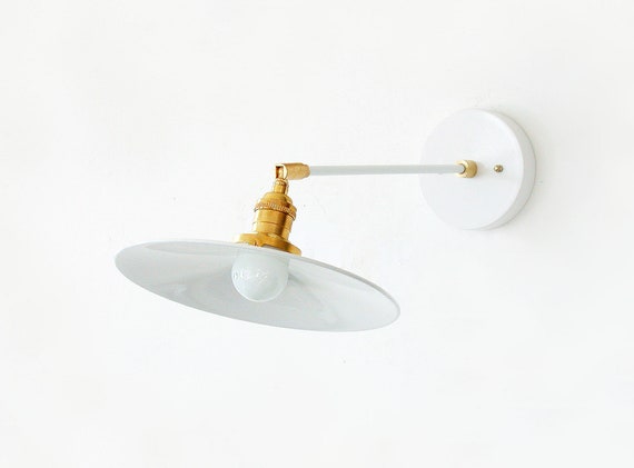 Industrial White Metal Shade Wall Sconce Lamp Adjustable Industrial Fixture Wall Light Kitchen Lighting Kitchen Wall Fixture Lamp Sconce