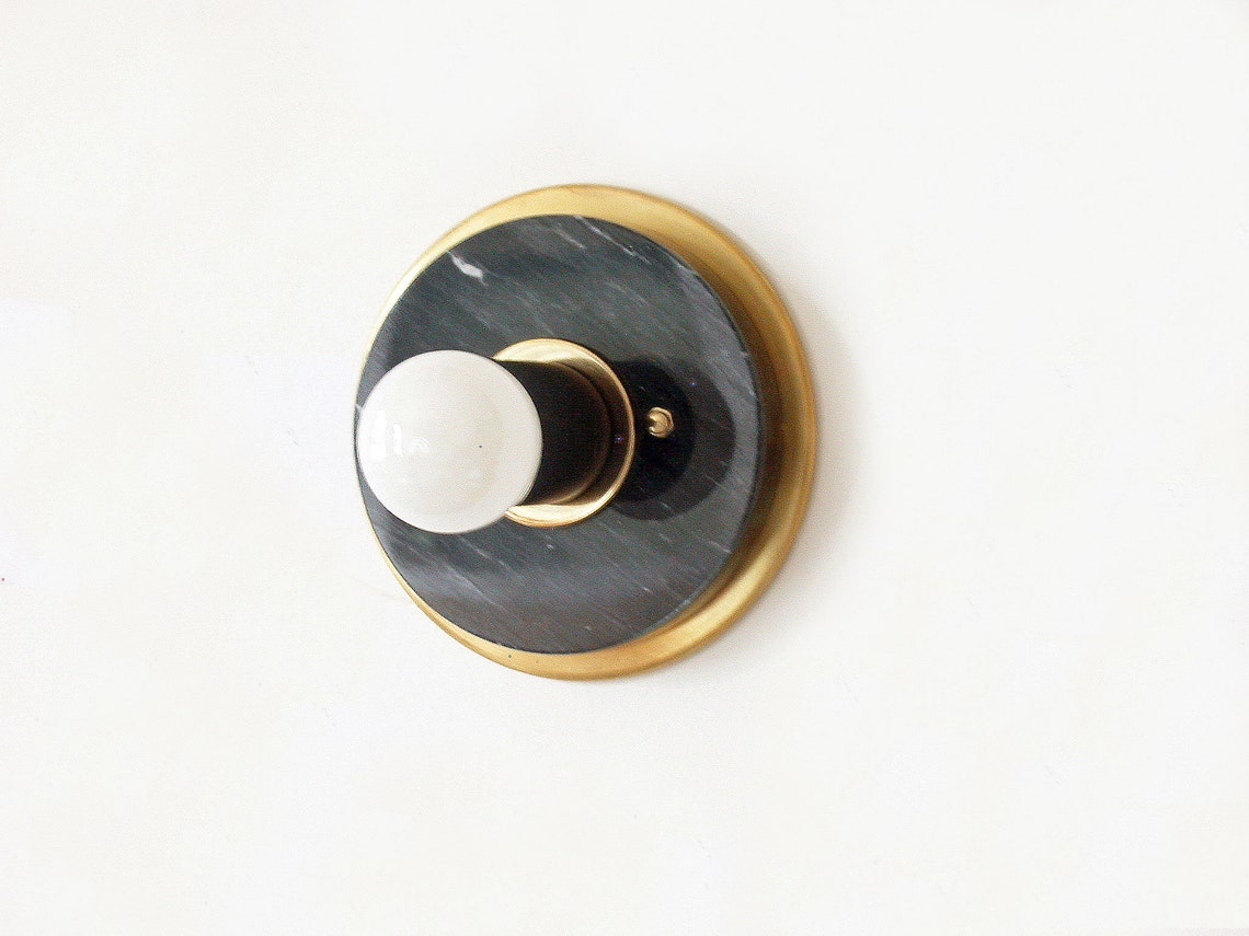 Black Marble Wall Sconce Light Black Kitchen Sconce Black Etsy