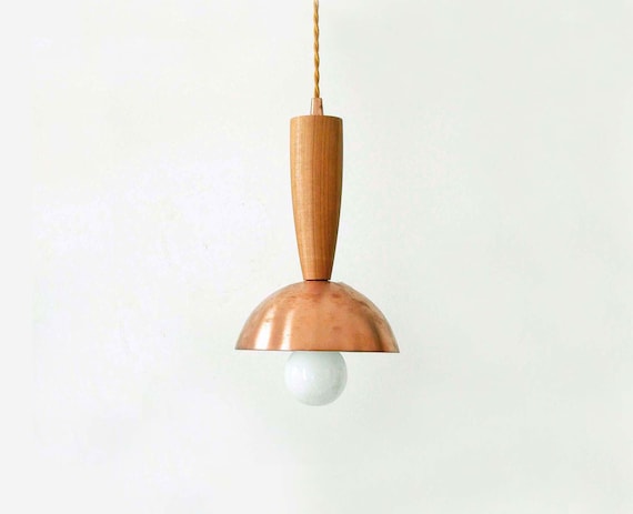 Mid Century Copper Pendant Lamp Modern Ceiling Lighting Copper Ceiling Light Wood Pendant Copper Hanging Lights Modern Pendant Copper Lamp