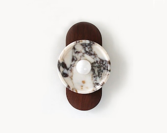 Calacatta Viola and Walnut Geometric Sconce Lamp Calacatta Kitchen Lighting Viola Vanity Sconce Bathroom Marble Lighting Powder Room Sconce