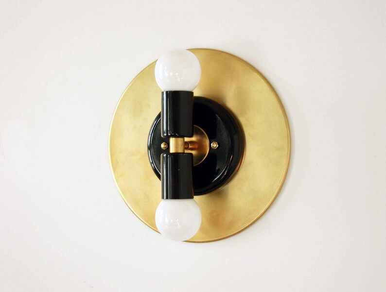 Modern Wall Double Sconce Gold Black Wall Fixture Brass | Etsy