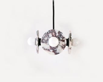 Calacatta Viola Marble Quattro Chandelier - Modern Black Ceiling Light Fixture - Viola Kitchen Island Lamp