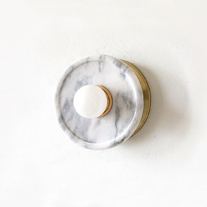 White Marble and Brass Minimal Wall Sconce Light Marble Floush Mount Lighting White Marble Vanity light Entry Marble Lighting