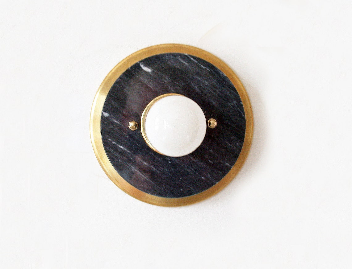Black Marble Wall Sconce Light Black Kitchen Sconce Black Etsy