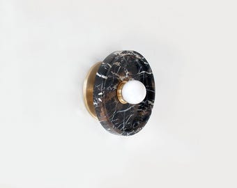 Black Brown White Round Vanity Fixture Light  Marble Bathroom Light Kitchen Marble Wall Sconce Marble Entry Lighting