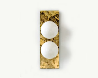 Gold Antique Mirror Double Sconce Opal Glass Globe Light Fixture Gold Mirror Vanity Light Antique Gold Mirror Bathroom Lighting Entry Sconce