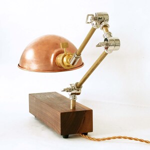Copper Adjustable Table Lamp Wood Lamp Wooden Lighting Industrial Lamp