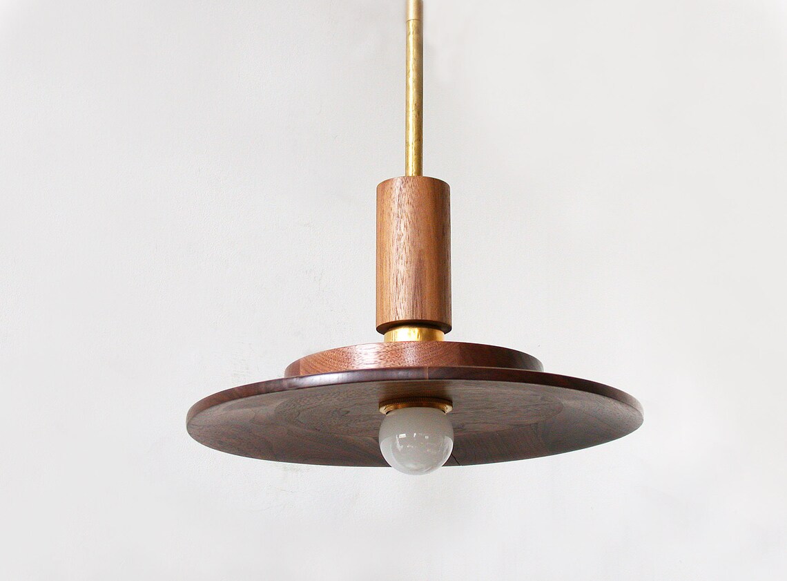Walnut and Brass Eclectic Pendant Light Dining Room Walnut Etsy