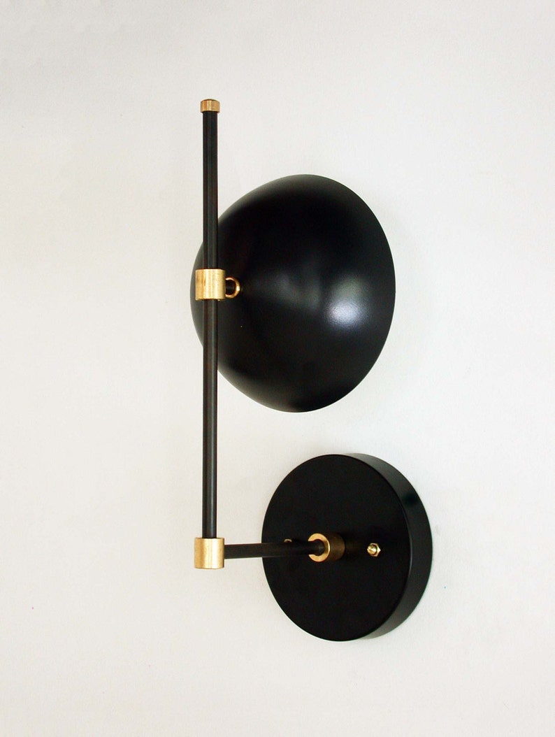 Mid Century Inspired Wall Black Sconce Bedroom Lighting Modern Etsy