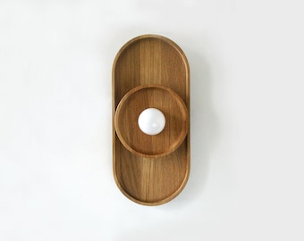 Oval White Oak Wall Light Fixture Wooden Powder Room Sconce White Oak Foyer Light Kitchen Oak Wall Lighting Bathroom Sconce Light